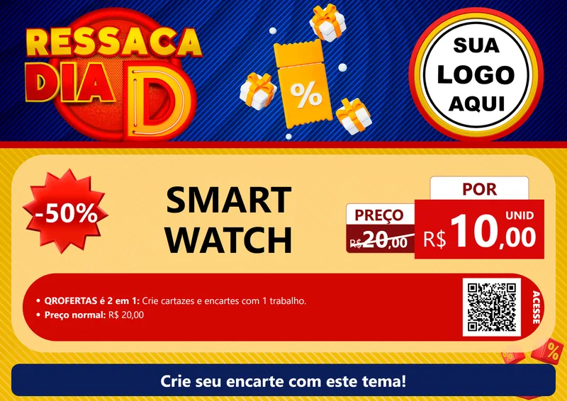 Modelo de Cartaz para Cartaz A4 Horizontal com o tema Ressaca Dia D para Informática