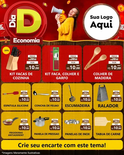Modelo de Rede Social para Feed Instagram com o tema Dia D Economia para Utilidades Domésticas