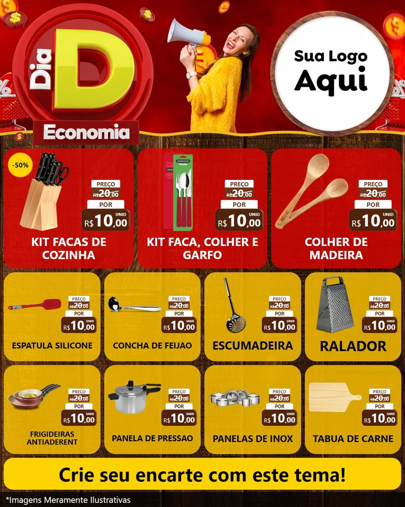 Modelo de Rede Social para Feed Instagram com o tema Dia D Economia para Utilidades Domésticas