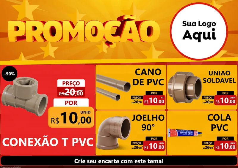 Modelo de Encarte para Encarte A4 Horizontal com o tema Promoção para Tubos e conexões