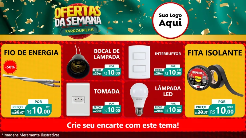 Modelo de TV para TV Horizontal com o tema Ofertas da Semana Farroupilha para Materiais Elétricos