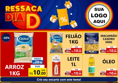 Modelo de Encarte para Encarte A4 Horizontal com o tema Ressaca Dia D para Supermercado