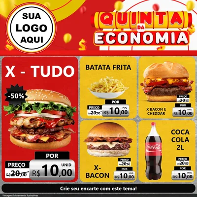 Modelo de Rede Social para Feed Facebook com o tema Quinta da Economia para Hamburgueria