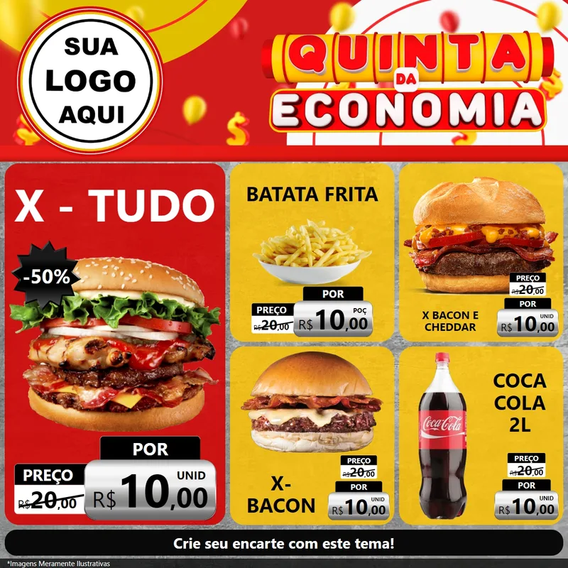 Modelo de Rede Social para Feed Facebook com o tema Quinta da Economia para Hamburgueria