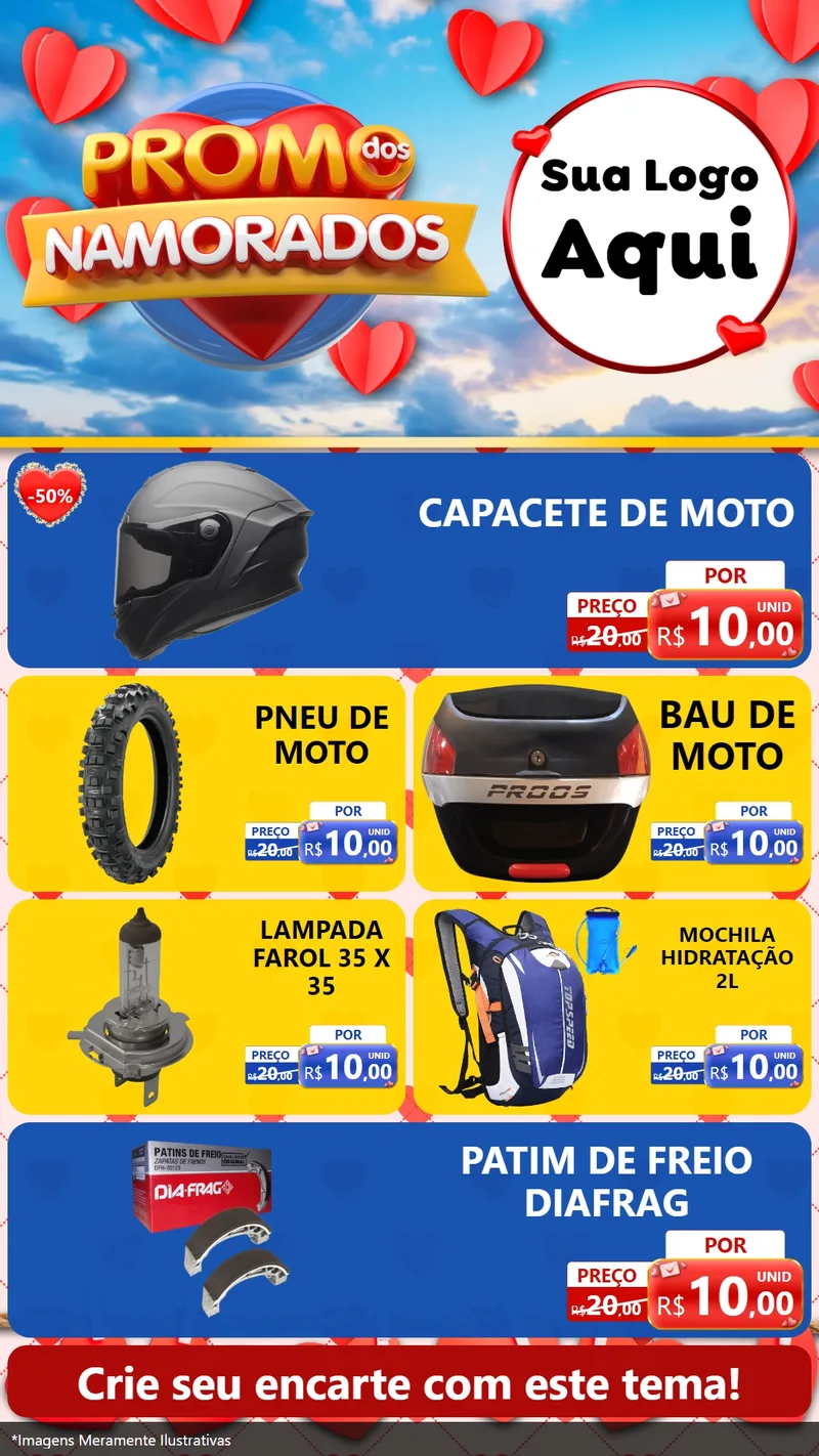 Modelo de TV para TV Vertical com o tema Promo dos Namorados para Moto peças