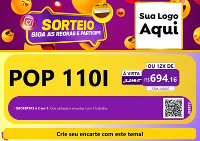 Modelo de Cartaz para Cartaz A4 Horizontal com o tema Sorteio para Concessionaria de Motos