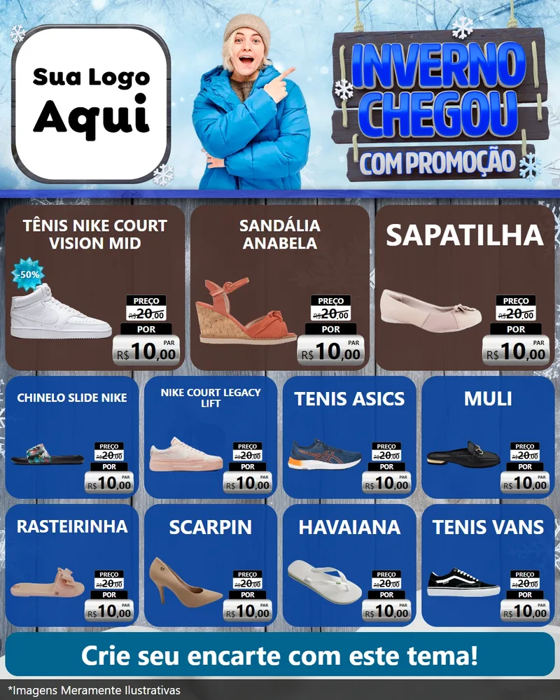 Modelo de Rede Social para Feed Instagram com o tema Inverno Chegou Com Promoção para Calçados