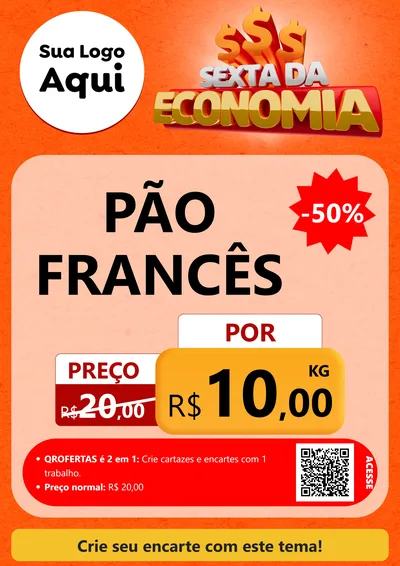 Modelo de Cartaz para Cartaz A4 Vertical com o tema Sexta da Economia para Padaria