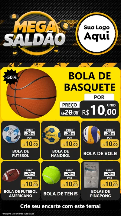 Modelo de Rede Social para Stories com o tema Mega Saldão para Artigos Esportivos