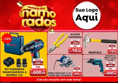 Modelo de Encarte para Encarte A4 Horizontal com o tema Semana dos namorados para Maquinas e Ferramentas