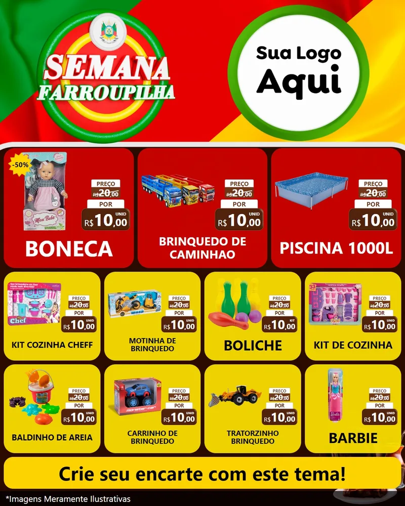 Modelo de Rede Social para Feed Instagram com o tema Semana Farroupilha para Brinquedos