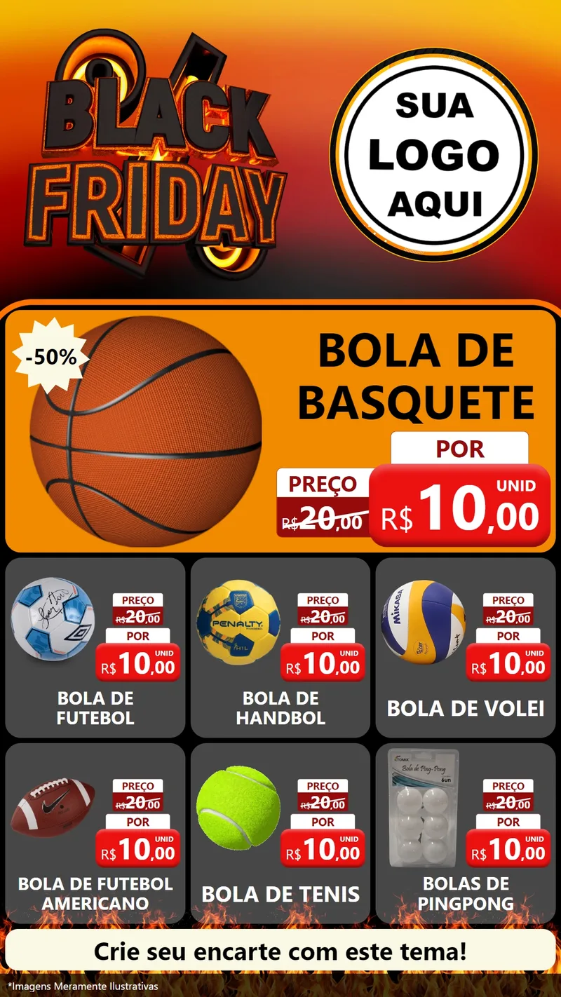 Modelo de Rede Social para Stories com o tema Black Friday para Artigos Esportivos