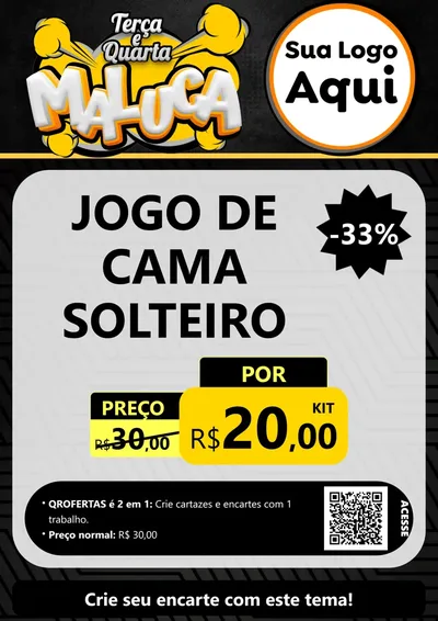 Modelo de Cartaz para Cartaz A4 Vertical com o tema Terça e Quarta Maluca para Cama, Mesa e Banho