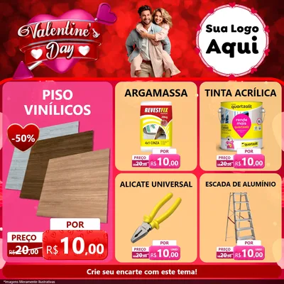 Modelo de Rede Social para Feed Facebook com o tema Valentine's Day para Material para Construção