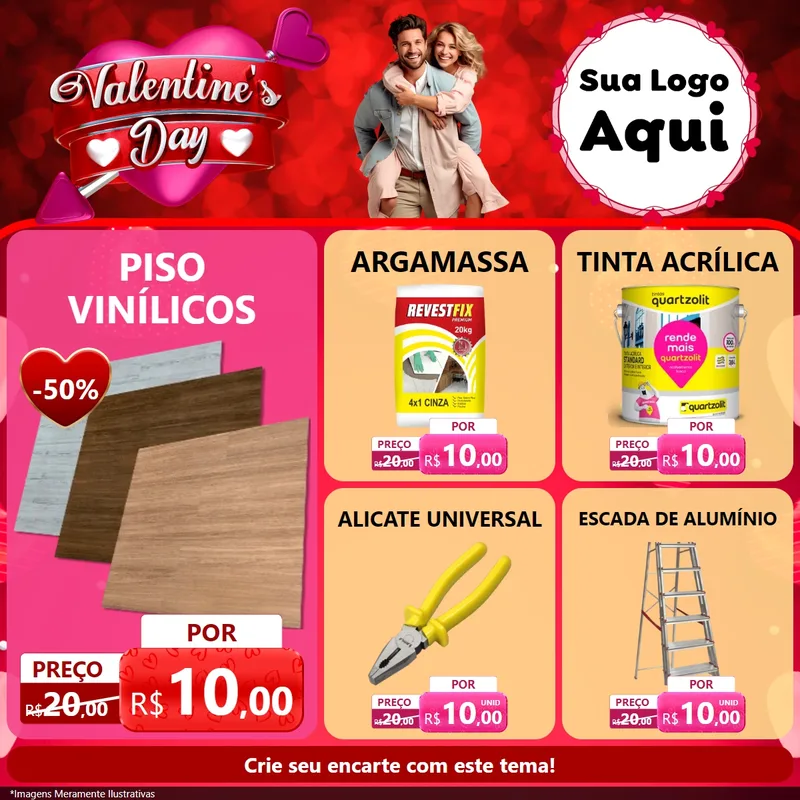 Modelo de Rede Social para Feed Facebook com o tema Valentine's Day para Material para Construção