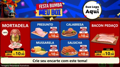 Modelo de TV para TV Horizontal com o tema Festa Bumba meu Boi para Frios e Laticínios