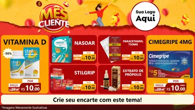 Modelo de TV para TV Horizontal com o tema Mês do Cliente para Farmácia