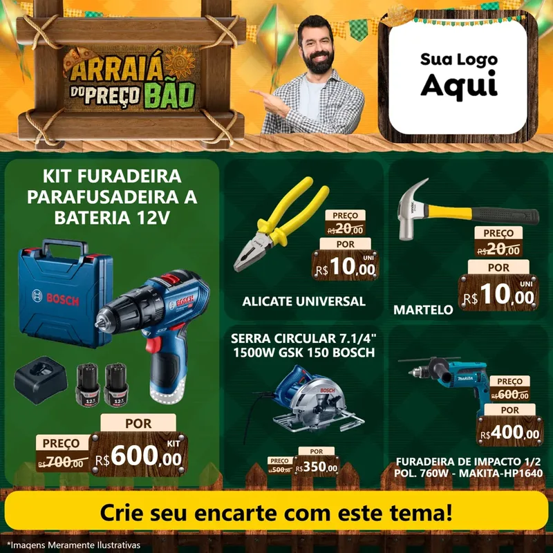 Modelo de Rede Social para Feed Facebook com o tema Arraiá do preço bão para Maquinas e Ferramentas