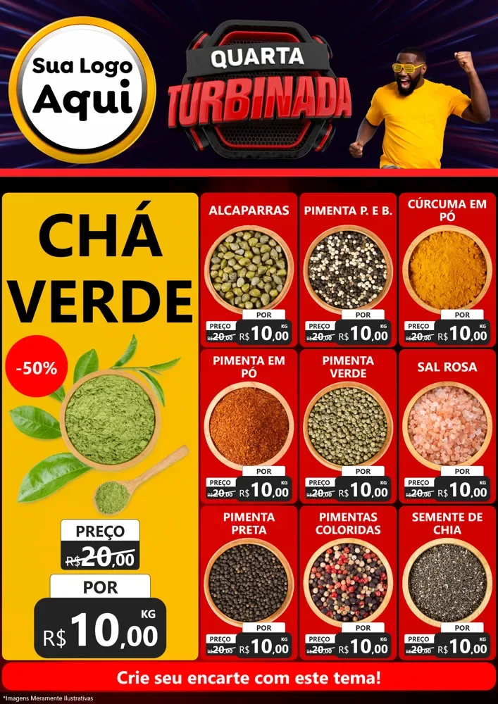 Modelo de Encarte para Encarte A4 Vertical com o tema Quarta Turbinada para Produtos Naturais