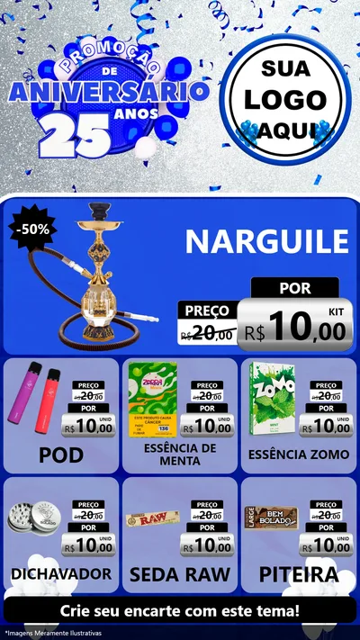 Modelo de Rede Social para Stories com o tema Promoção de Aniversário - 25 Anos para Tabacaria