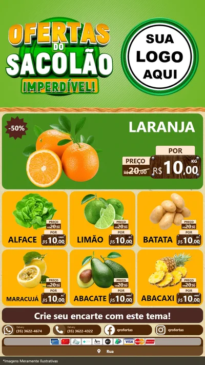 Modelo de Rede Social para Stories com o tema Ofertas do Sacolão Imperdível! para Hortifrúti