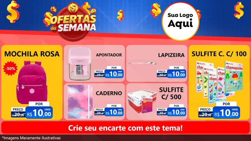 Modelo de TV para TV Horizontal com o tema Ofertas Da Semana para Papelaria