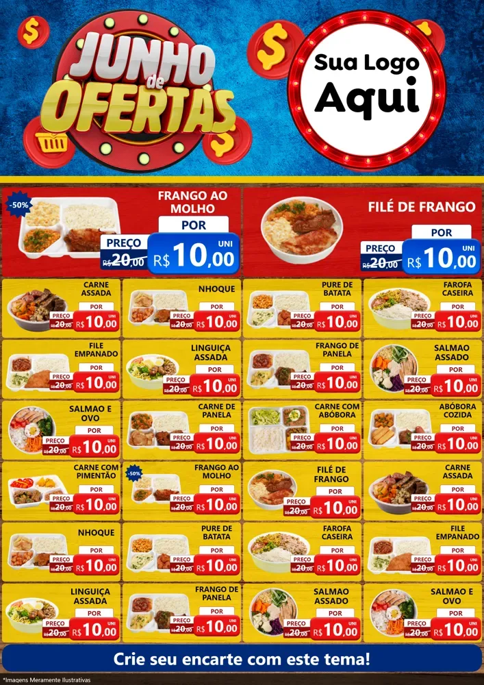 Modelo de Encarte para Encarte A4 Vertical com o tema Junho de Ofertas para Restaurante