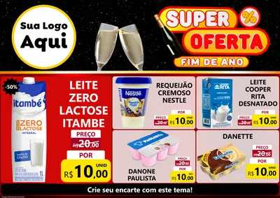 Modelo de Encarte para Encarte A4 Horizontal com o tema Super Oferta Fim de Ano para Frios e Laticínios