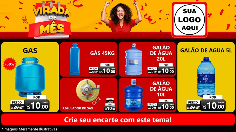 Modelo de TV para TV Horizontal com o tema Virada de Mês para Água e gás