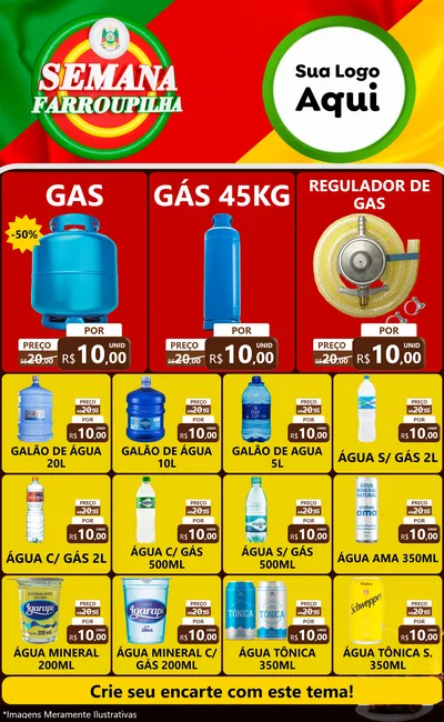 Modelo de Encarte para Encarte Grande com o tema Semana Farroupilha para Água e gás