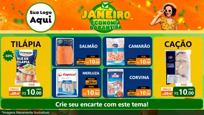 Modelo de TV para TV Horizontal com o tema Janeiro - Economia Garantida para Peixaria