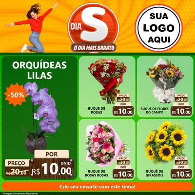Modelo de Rede Social para Feed Facebook com o tema Dia S - O Dia Mais Barato para Floricultura e jardim