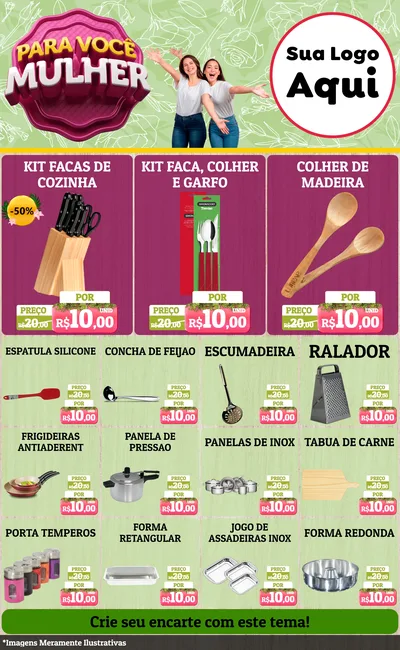 Modelo de Encarte para Encarte Grande com o tema Para Você Mulher para Utilidades Domésticas