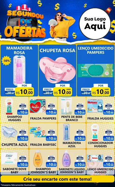 Modelo de Encarte para Encarte Grande com o tema Segundou de Ofertas para Bebês
