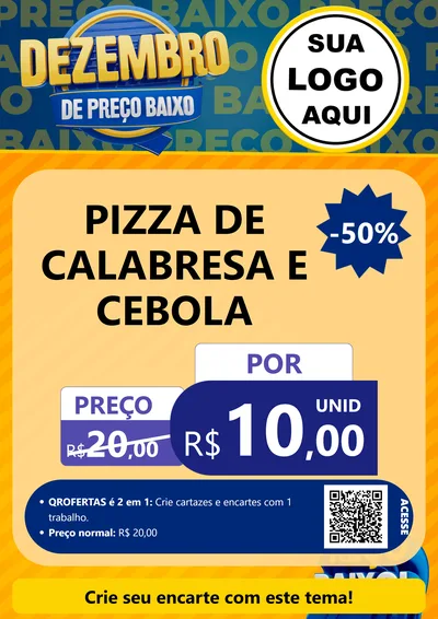 Modelo de Cartaz para Cartaz A4 Vertical com o tema Dezembro de Preço Baixo para Pizzaria