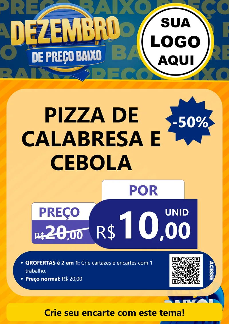 Modelo de Cartaz para Cartaz A4 Vertical com o tema Dezembro de Preço Baixo para Pizzaria
