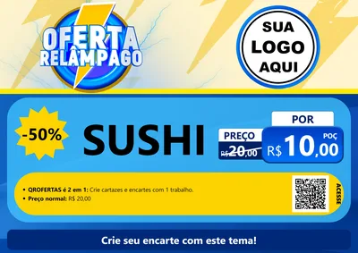 Modelo de Cartaz para Cartaz A4 Horizontal com o tema Oferta Relâmpago para Comida japonesa