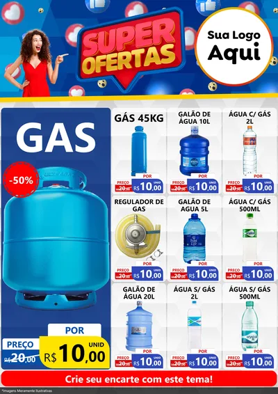 Modelo de Encarte para Encarte A4 Vertical com o tema Super Ofertas para Água e gás