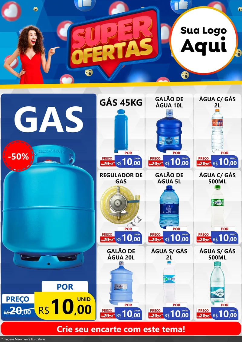 Modelo de Encarte para Encarte A4 Vertical com o tema Super Ofertas para Água e gás