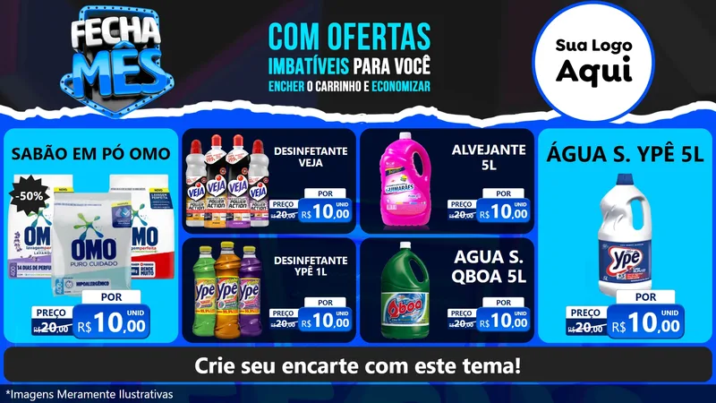 Modelo de TV para TV Horizontal com o tema Fecha Mês para Produtos de Limpeza