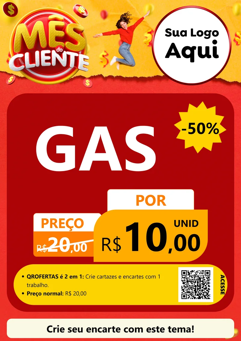 Modelo de Cartaz para Cartaz A4 Vertical com o tema Mês do Cliente para Água e gás