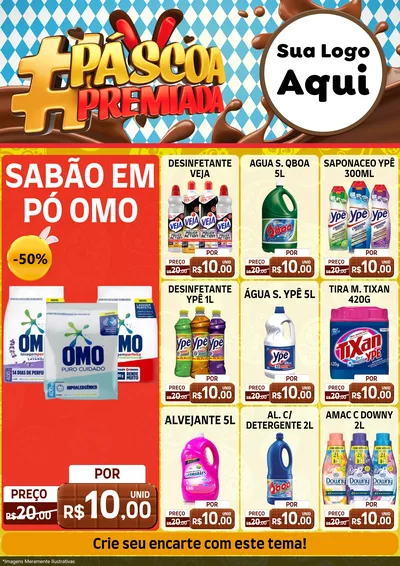 Modelo de Encarte para Encarte A4 Vertical com o tema Páscoa Premiada para Produtos de Limpeza