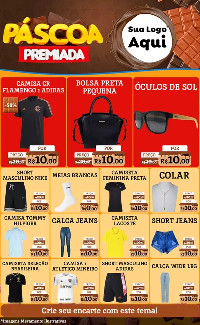 Modelo de Encarte para Encarte Grande com o tema Páscoa Premiada para Roupas e acessórios