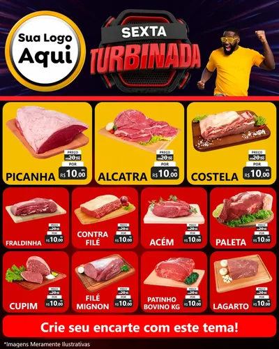 Modelo de Rede Social para Feed Instagram com o tema Sexta Turbinada para Açougue