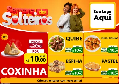 Modelo de Encarte para Encarte A4 Horizontal com o tema Semana dos Solteiros para Salgadaria