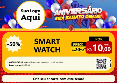 Modelo de Cartaz para Cartaz A4 Horizontal com o tema Aniversário para Informática