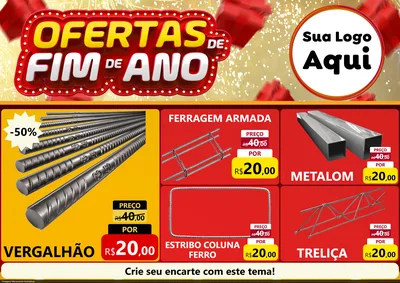 Modelo de Encarte para Encarte A4 Horizontal com o tema Ofertas de Fim de Ano para Ferragens