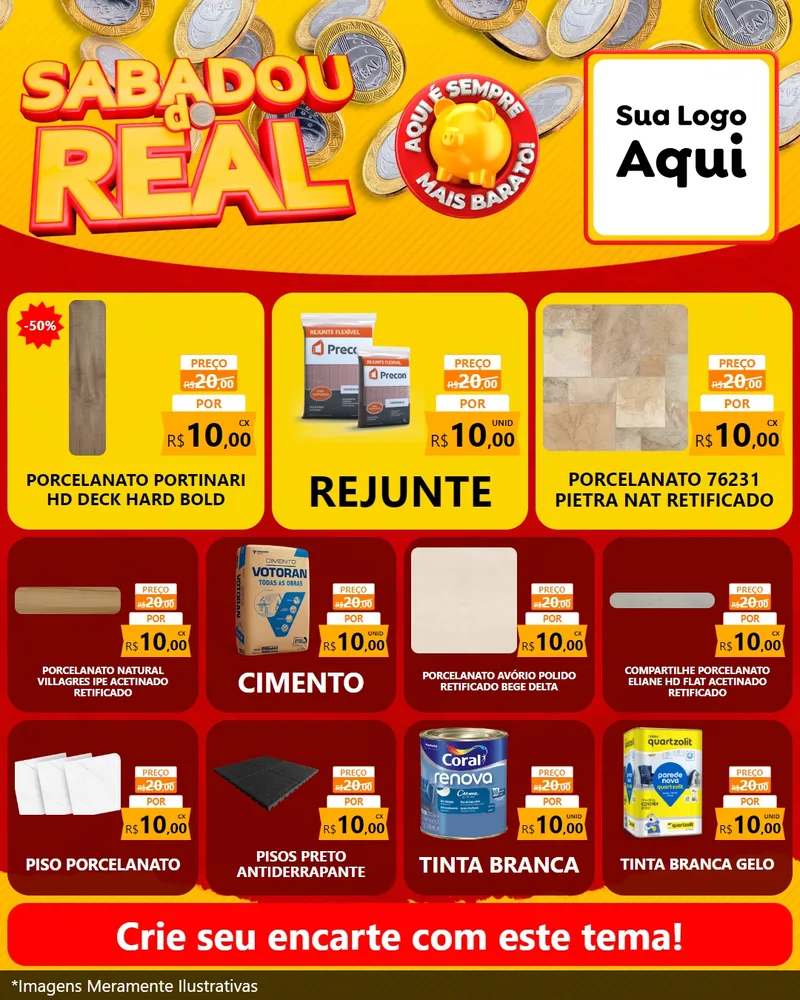 Modelo de Rede Social para Feed Instagram com o tema Sabadou do Real para Pisos e revestimentos