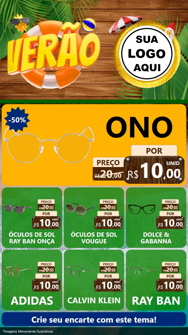 Modelo de Rede Social para Stories com o tema Verão para Óticas