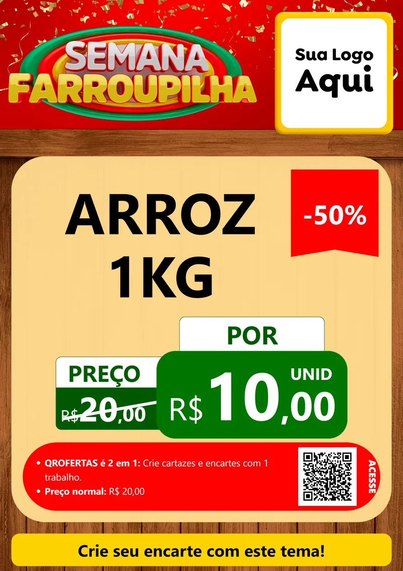 Modelo de Cartaz para Cartaz A4 Vertical com o tema Semana Farroupilha para Supermercado